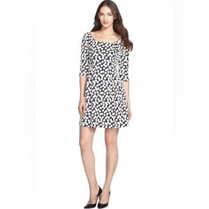 NWT BETSY JOHNSON‎ Jacquard Black Polka Dot 3/4 Length Sleeve Mini Dress Size 12